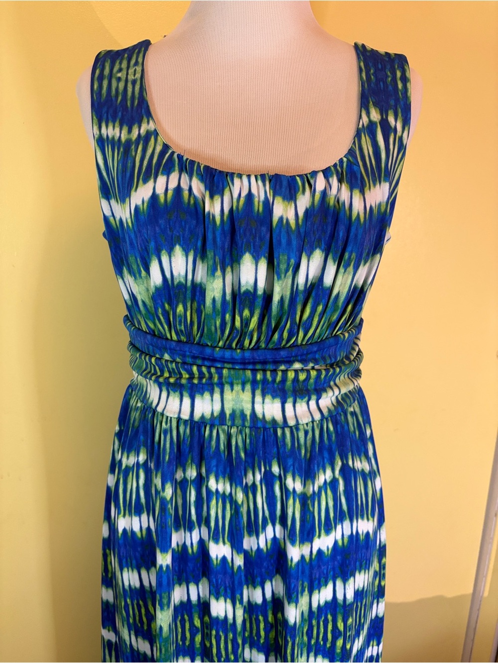 AB Studio Ruched Patterned Sleeveless Dress